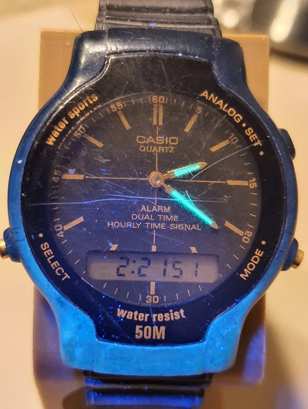 Vtg Casio AW-30 Japan Black Analog/Digital Alarm Men's Watch